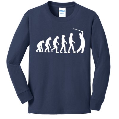 Golf Evolution Funny Golfer Kids Long Sleeve Shirt