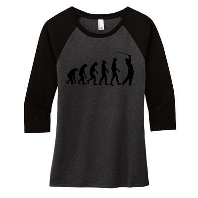 Golf Evolution Funny Golfer Women's Tri-Blend 3/4-Sleeve Raglan Shirt