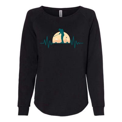 Golf Hearbeat Womens California Wash Sweatshirt