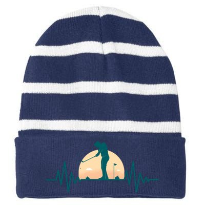 Golf Hearbeat Striped Beanie with Solid Band