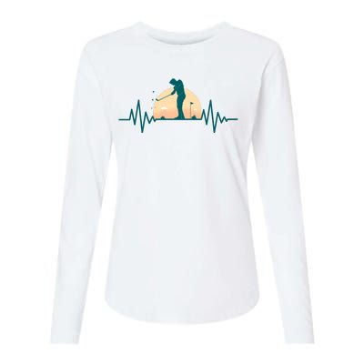 Golf Hearbeat Womens Cotton Relaxed Long Sleeve T-Shirt