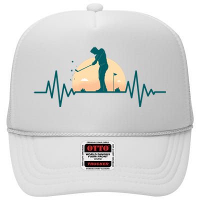 Golf Hearbeat High Crown Mesh Back Trucker Hat