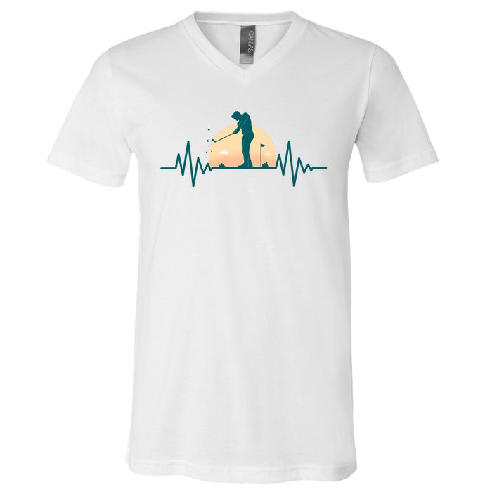 Golf Hearbeat V-Neck T-Shirt