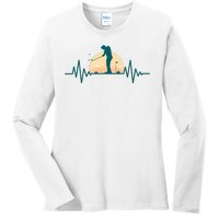 Golf Hearbeat Ladies Long Sleeve Shirt