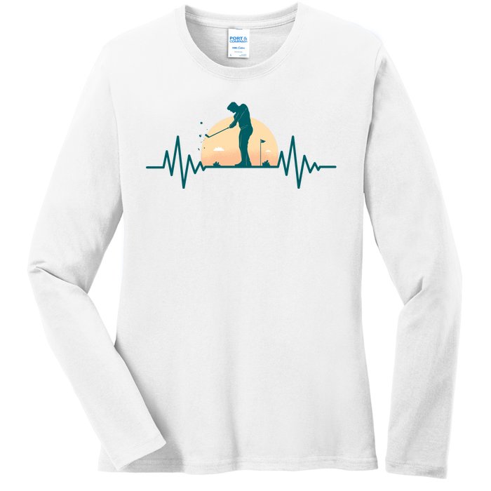 Golf Hearbeat Ladies Long Sleeve Shirt