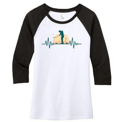 Golf Hearbeat Women's Tri-Blend 3/4-Sleeve Raglan Shirt