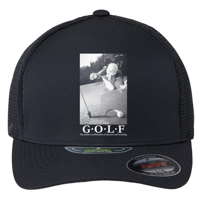GOLF Perfect Combination Of Exercise And Swearing Flexfit Unipanel Trucker Cap