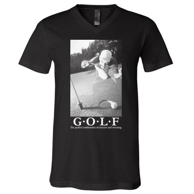 GOLF Perfect Combination Of Exercise And Swearing V-Neck T-Shirt