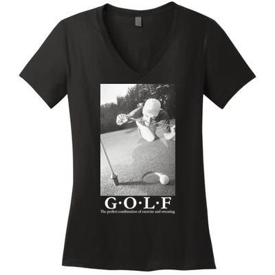 GOLF Perfect Combination Of Exercise And Swearing Women's V-Neck T-Shirt