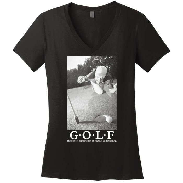 GOLF Perfect Combination Of Exercise And Swearing Women's V-Neck T-Shirt
