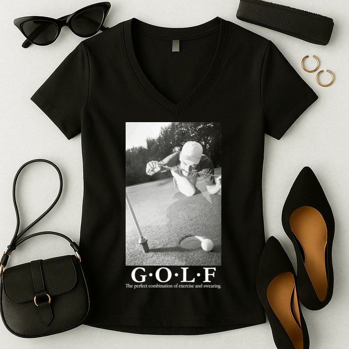 GOLF Perfect Combination Of Exercise And Swearing Women's V-Neck T-Shirt