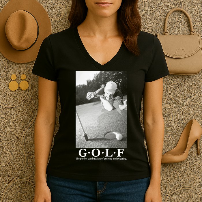 GOLF Perfect Combination Of Exercise And Swearing Women's V-Neck T-Shirt