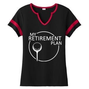 Golf Retirement Plan Funny Ladies Halftime Notch Neck Tee