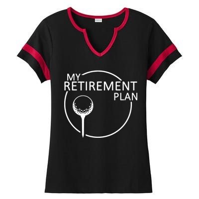 Golf Retirement Plan Funny Ladies Halftime Notch Neck Tee