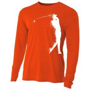 Golf Swing Splatter Golfer Logo Cooling Performance Long Sleeve Crew