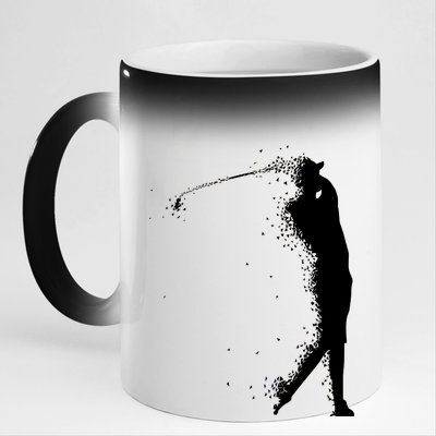 Golf Swing Splatter Golfer Logo 11oz Black Color Changing Mug