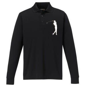 Golf Swing Splatter Golfer Logo Performance Long Sleeve Polo