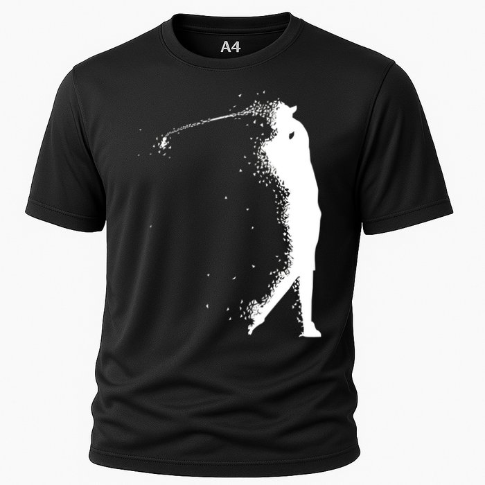 Golf Swing Splatter Golfer Logo Cooling Performance Crew T-Shirt