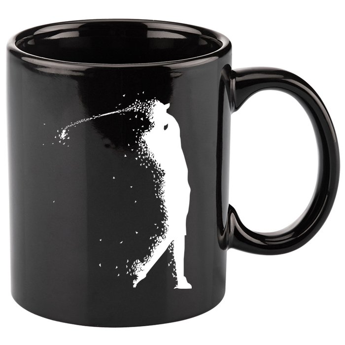 Golf Swing Splatter Golfer Logo 11oz C Handle Ceramic Mug
