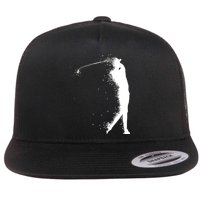 Golf Swing Splatter Golfer Logo Flatbill Hat