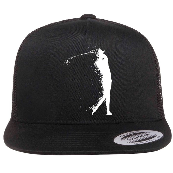 Golf Swing Splatter Golfer Logo Flatbill Hat