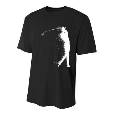 Golf Swing Splatter Golfer Logo Youth Performance Sprint T-Shirt