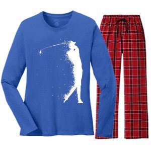 Golf Swing Splatter Golfer Logo Women's Long Sleeve Flannel Pajama Set 