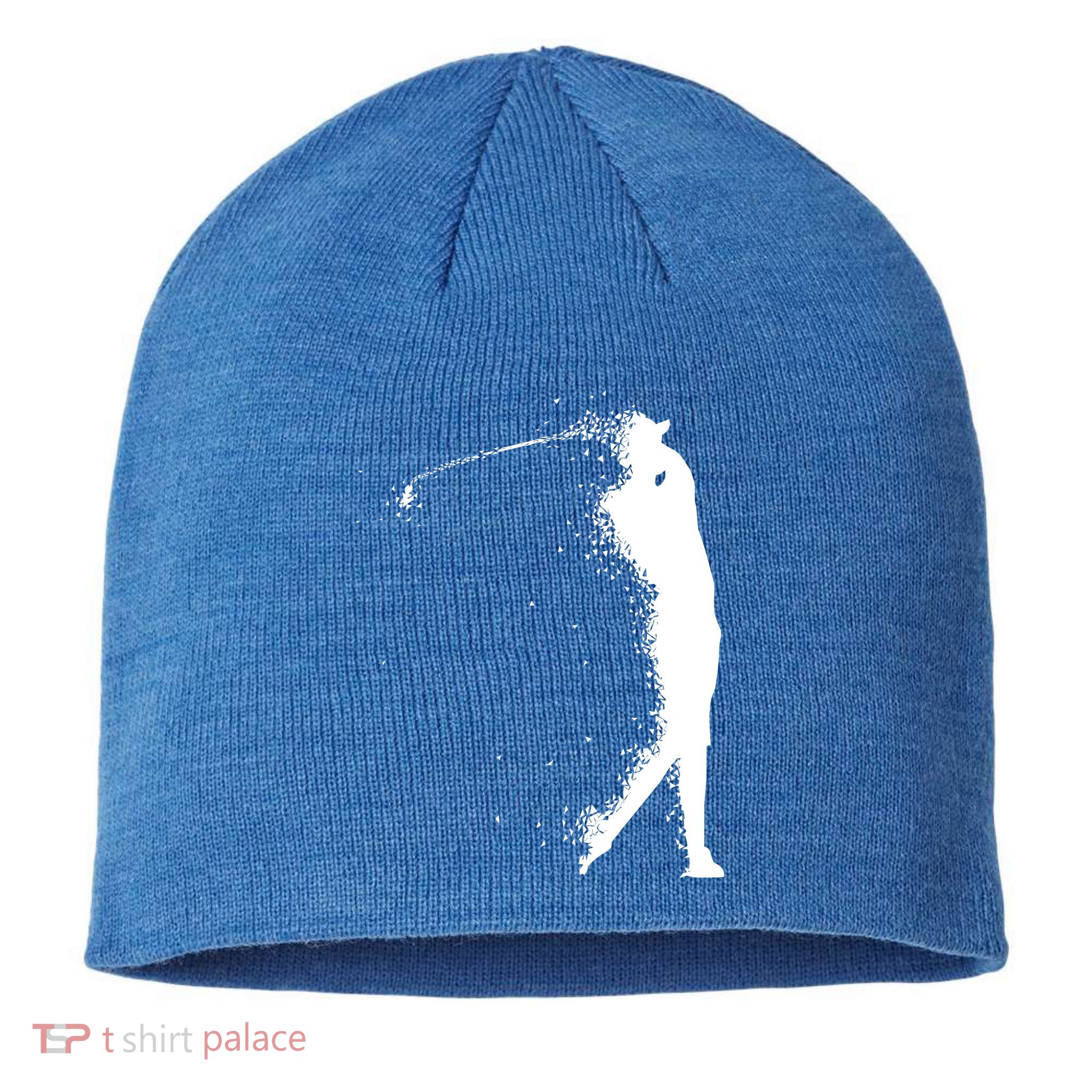 Golf Swing Splatter Golfer Logo Sustainable Beanie