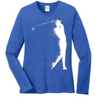 Golf Swing Splatter Golfer Logo Ladies Long Sleeve Shirt