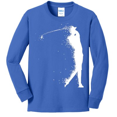 Golf Swing Splatter Golfer Logo Kids Long Sleeve Shirt