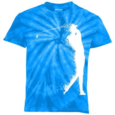 Golf Swing Splatter Golfer Logo Kids Tie-Dye T-Shirt