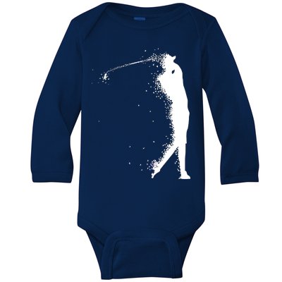 Golf Swing Splatter Golfer Logo Baby Long Sleeve Bodysuit