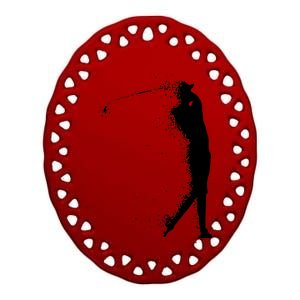 Golf Swing Splatter Golfer Logo Ceramic Oval Ornament