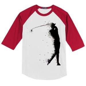 Golf Swing Splatter Golfer Logo Kids Colorblock Raglan Jersey