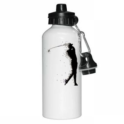 Golf Swing Splatter Golfer Logo Aluminum Water Bottle 