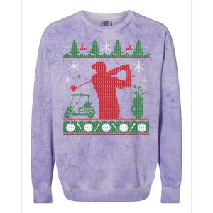 Golf Ugly Christmas Sweater Colorblast Crewneck Sweatshirt