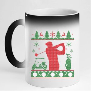 Golf Ugly Christmas Sweater 11oz Black Color Changing Mug