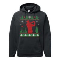 Golf Ugly Christmas Sweater Performance Fleece Hoodie