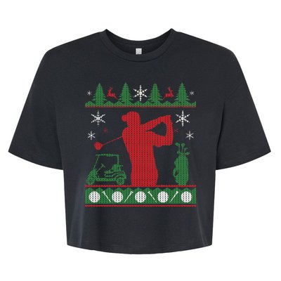 Golf Ugly Christmas Sweater Bella+Canvas Jersey Crop Tee