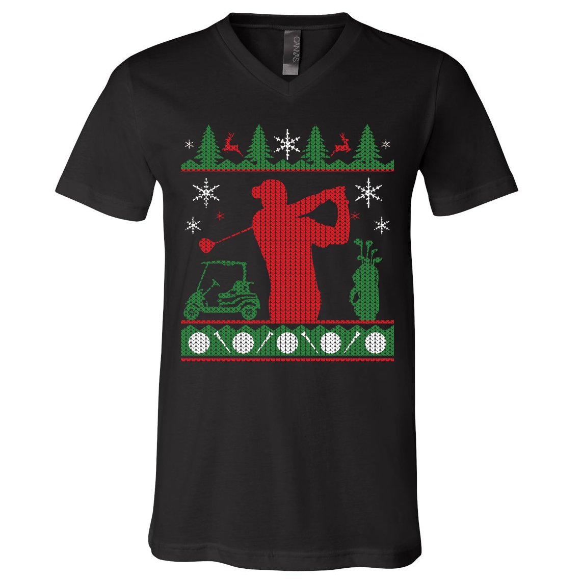 Golf Ugly Christmas Sweater V-Neck T-Shirt
