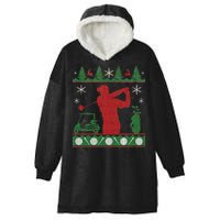 Golf Ugly Christmas Sweater Hooded Wearable Blanket