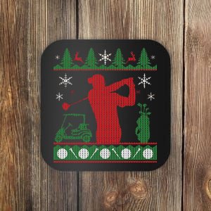 Golf Ugly Christmas Sweater Coaster