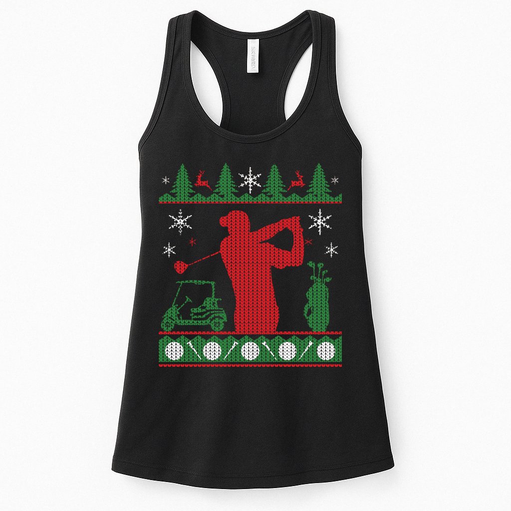 Golf Ugly Christmas Sweater Womens Tank Top