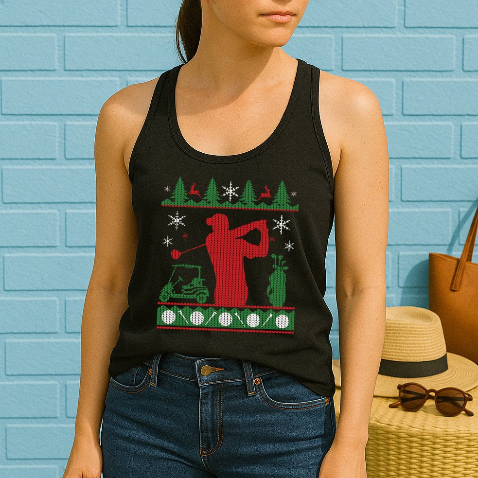Golf Ugly Christmas Sweater Womens Tank Top