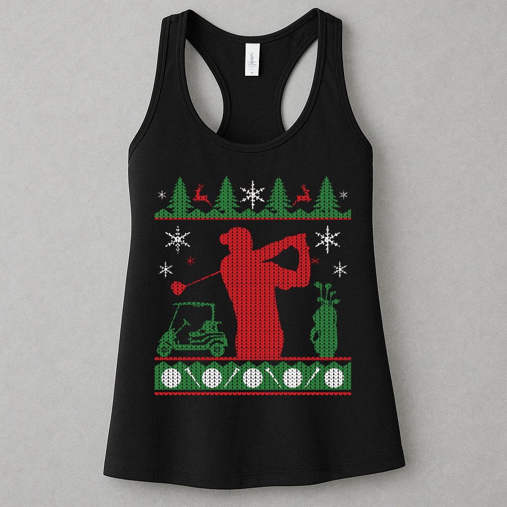 Golf Ugly Christmas Sweater Womens Tank Top