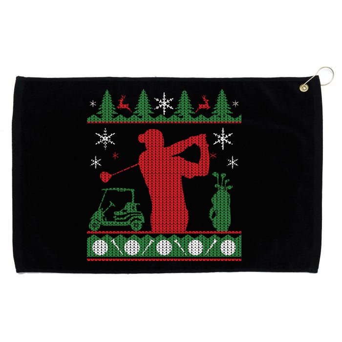 Golf Ugly Christmas Sweater Grommeted Golf Towel