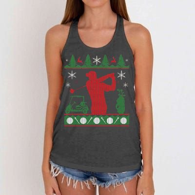 Golf Ugly Christmas Sweater Women's Knotted Racerback Tank