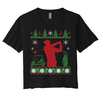 Golf Ugly Christmas Sweater Women's Crop Top Tee