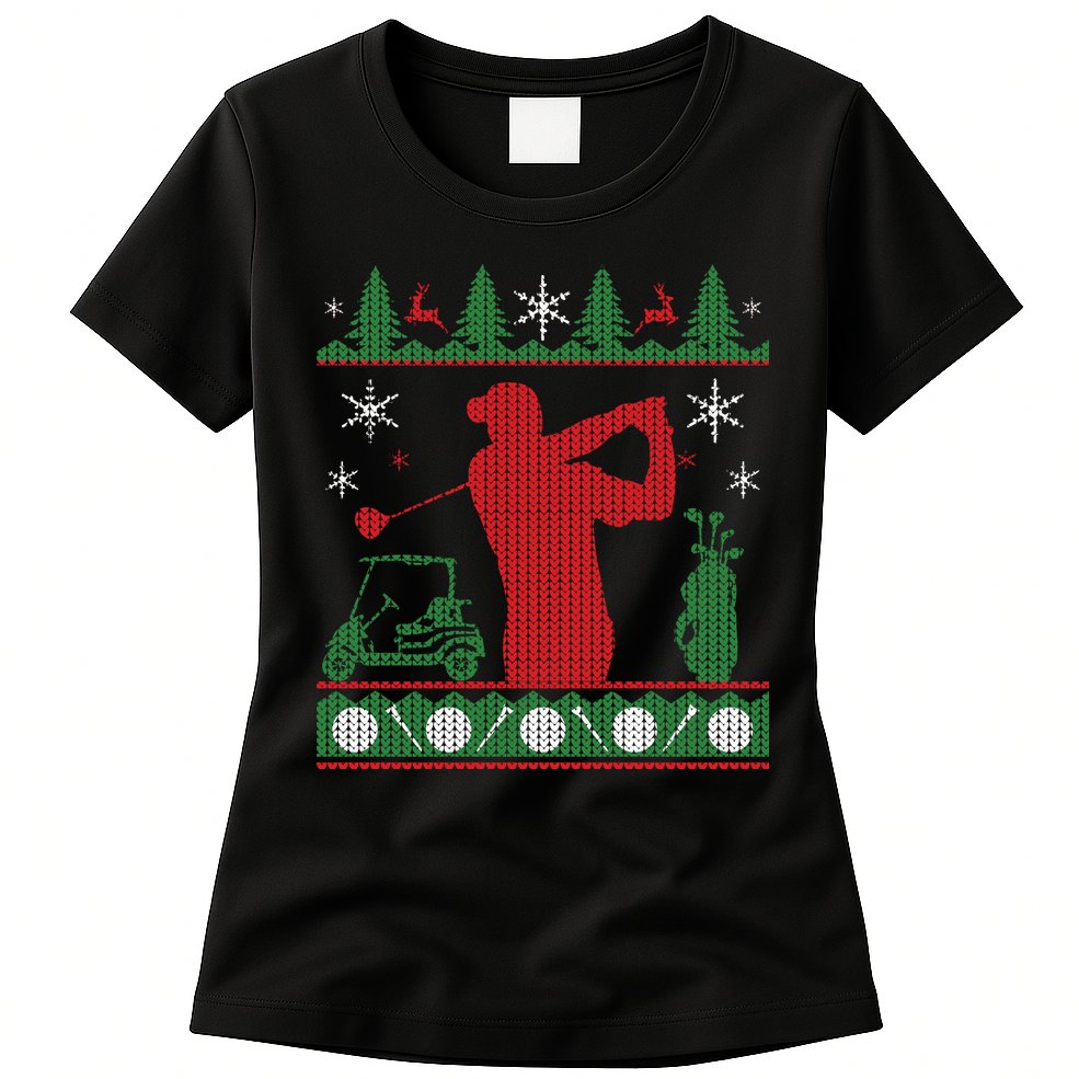 Golf Ugly Christmas Sweater Womens T-Shirt
