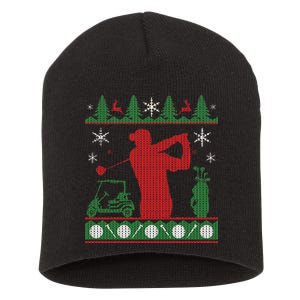 Golf Ugly Christmas Sweater Short Acrylic Beanie